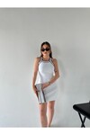 Kadın Halter Yaka Triko Elbise  Beyaz