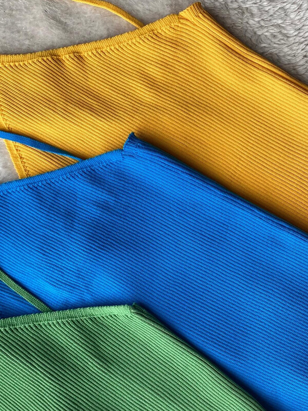 Askılı Triko Bluz Mavi