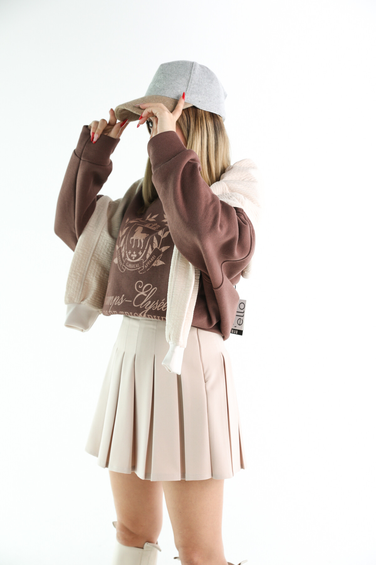 Kadın A Kesim Piliseli Mini Etek Taş