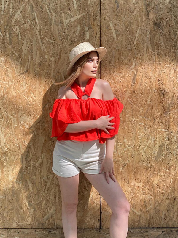 Kadın Aerobin Çapraz Detay Bluz 