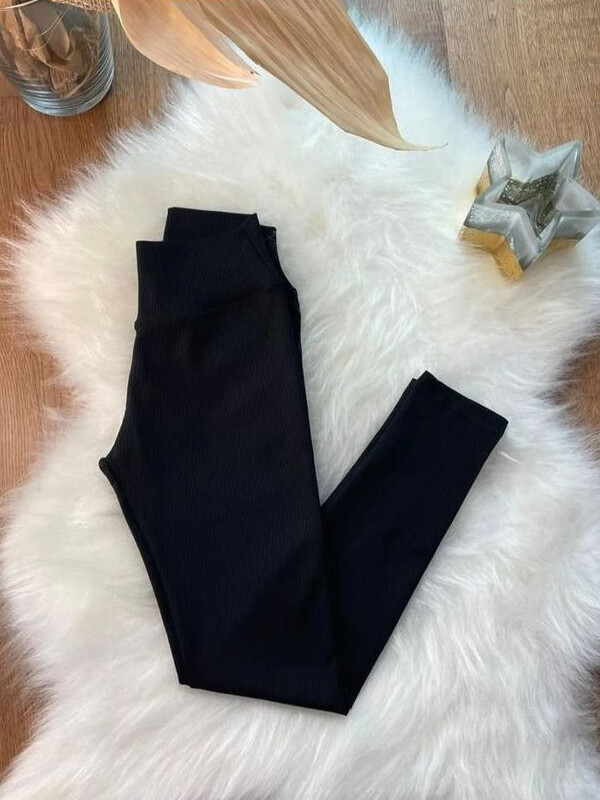 Kadın Fitilli Tayt Siyah