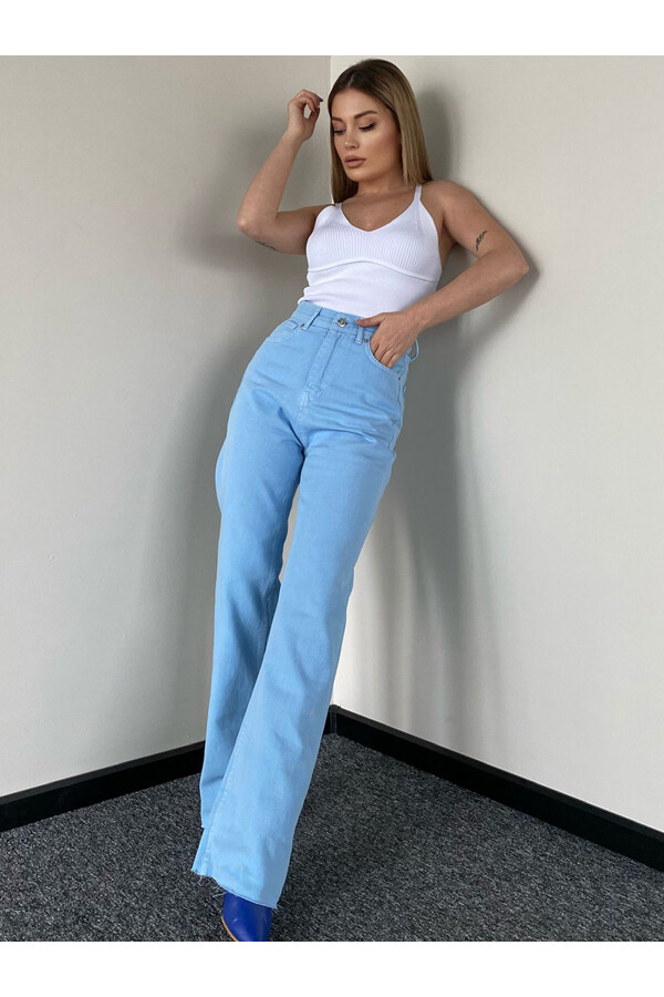 Kadın Mavi Ekstra Yüksek Bel Palazzo Jean 