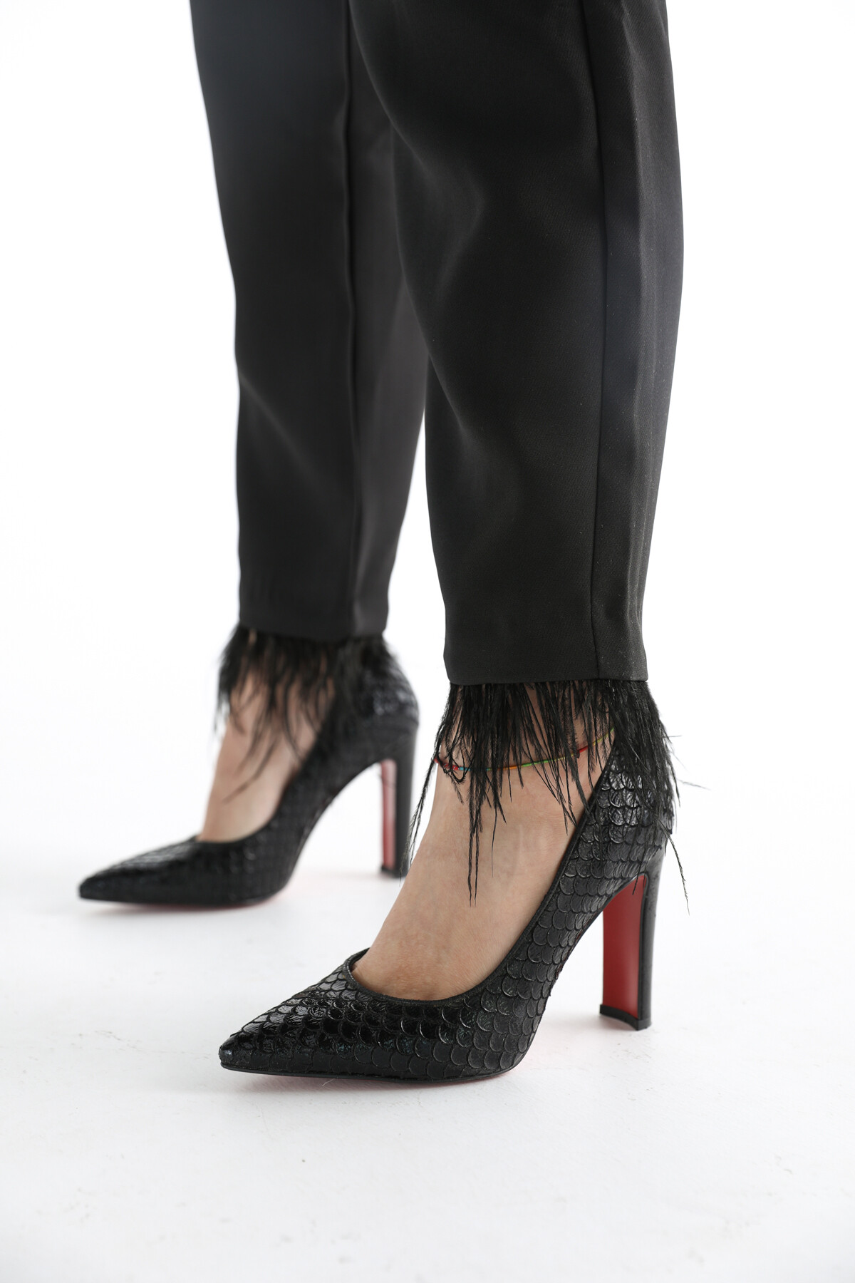 Kadın  Yüksek Bel Astarlı Püskül Detay Blazer Ceket Takım Siyah