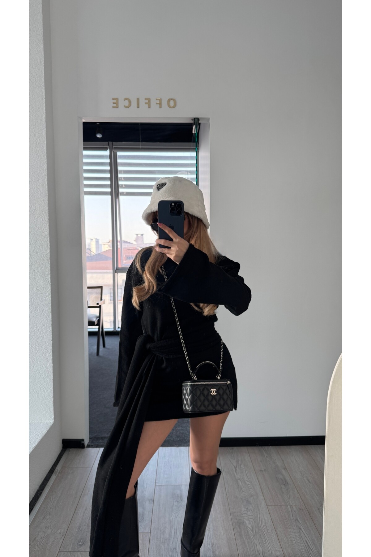 Bağlamalı Yün Karışımlı Triko Elbise