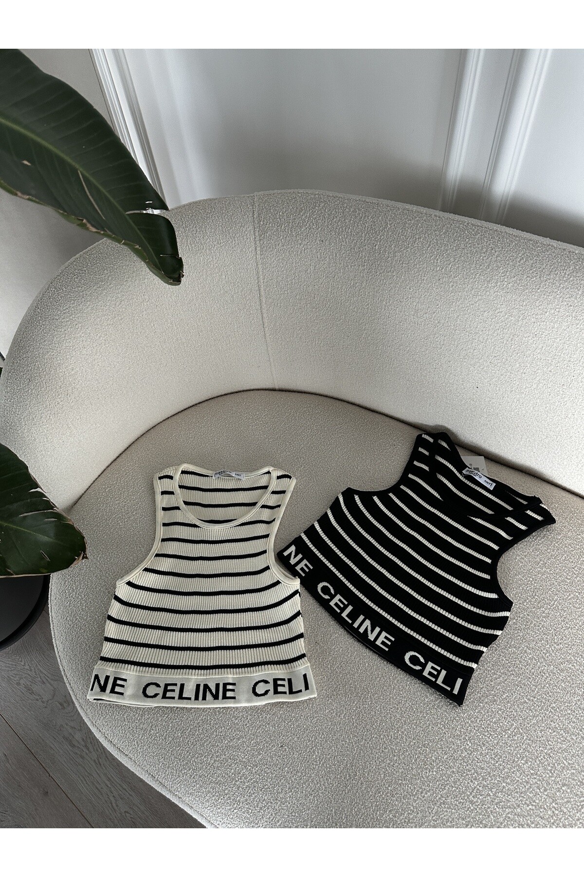 Beli Lastikli Triko Crop Krem