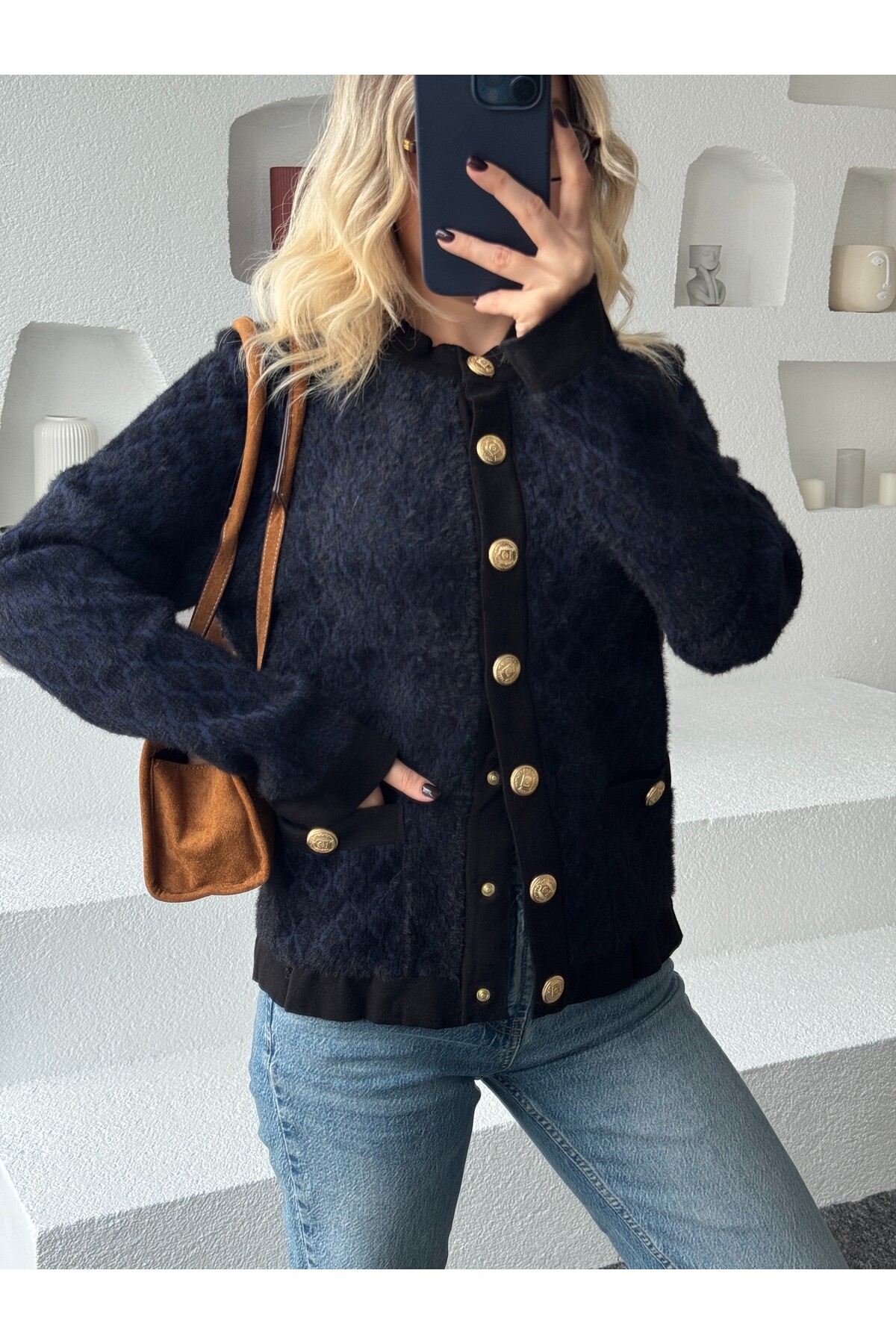 Beymen Baklava Desen Gold Düğmeli Hırka