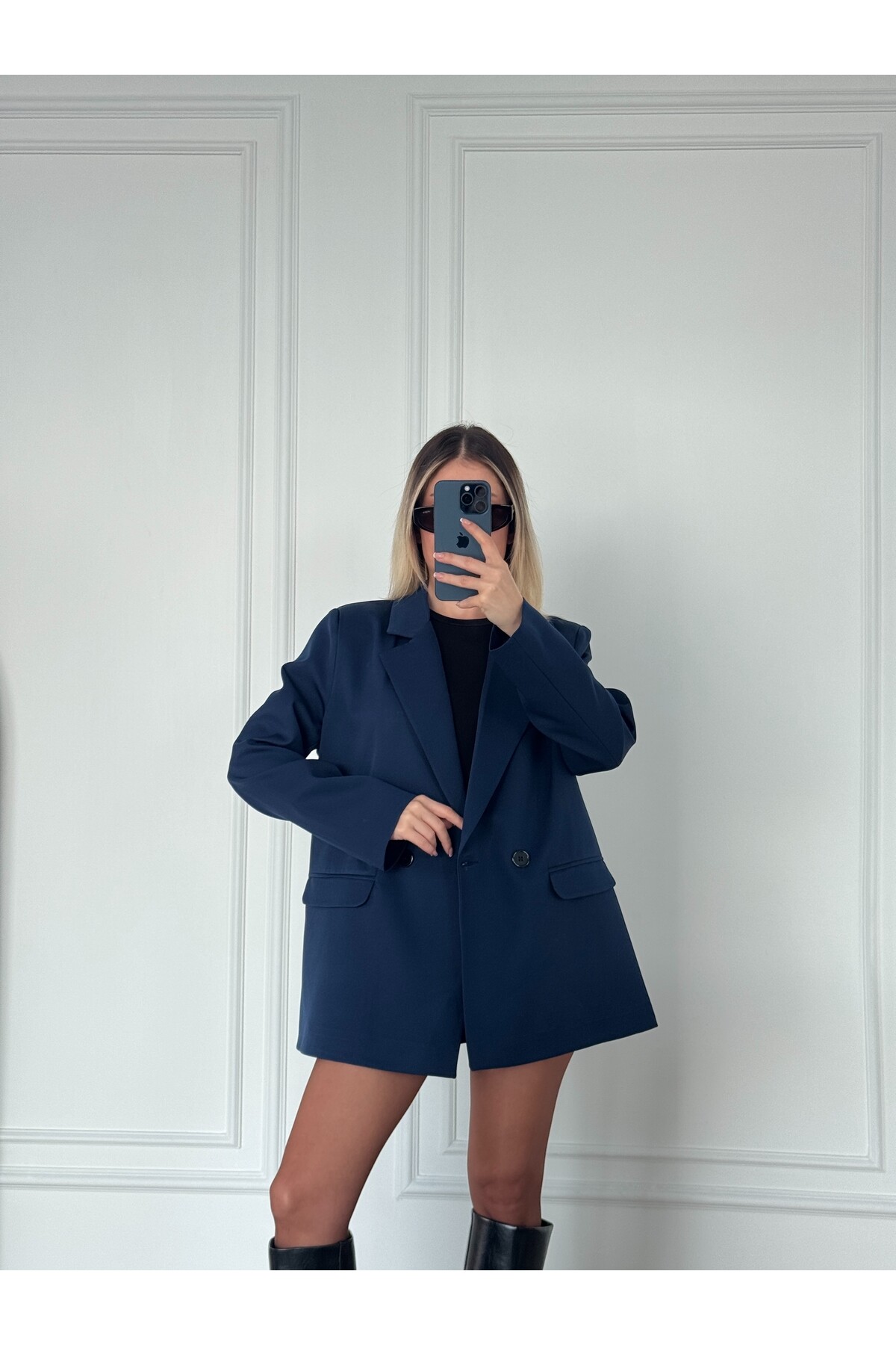 Çift Düğmeli Vatkalı Blazer Ceket