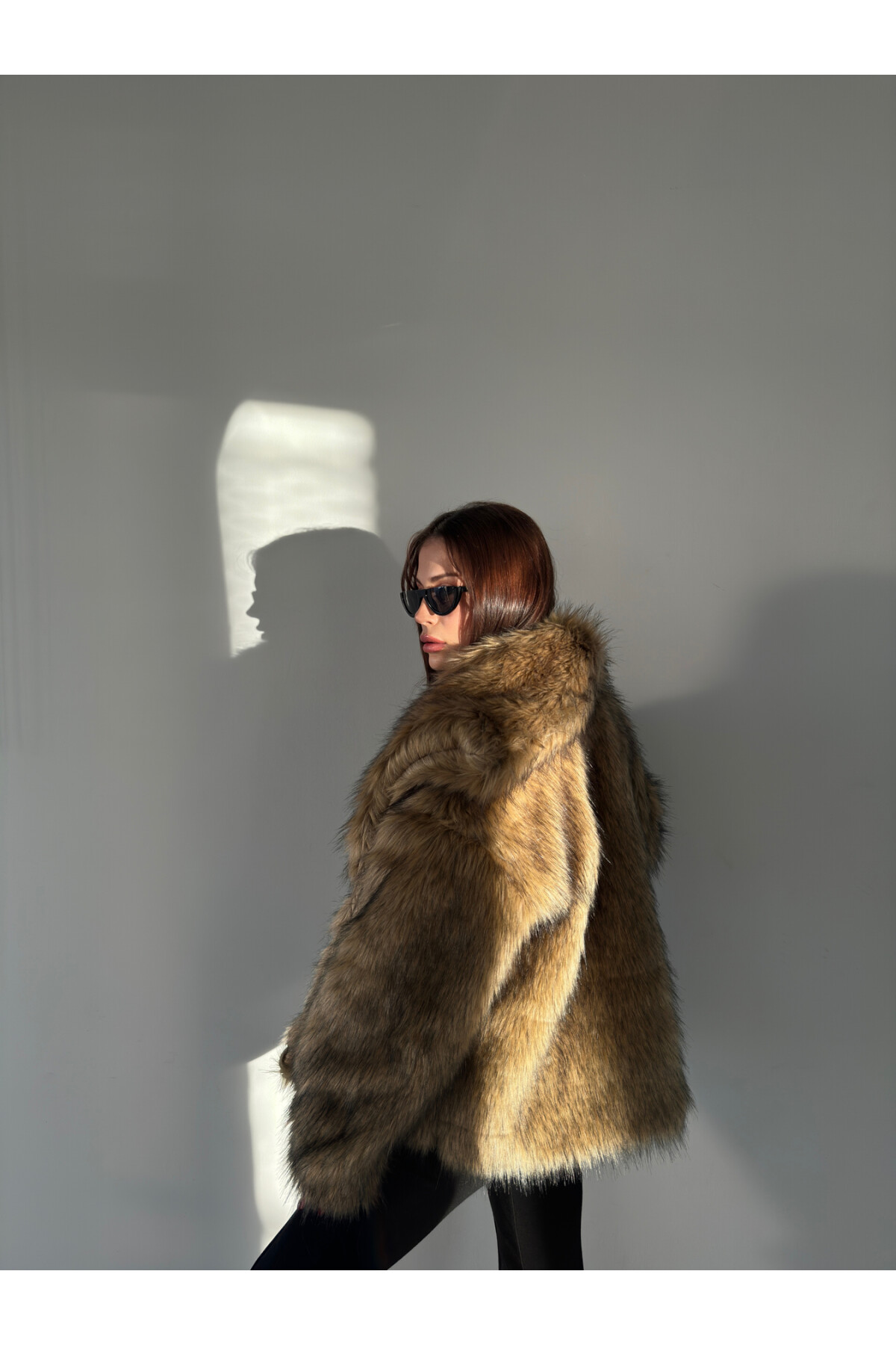 Kahve Siyah Premium Suni Kürk Mont