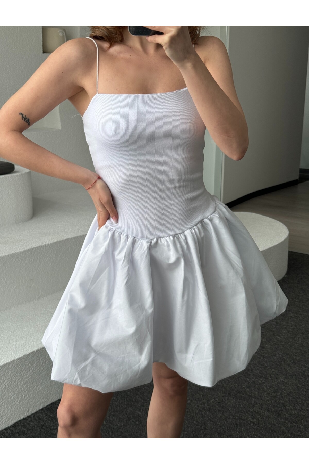 Kadın Balon Etekli Askılı Elbise