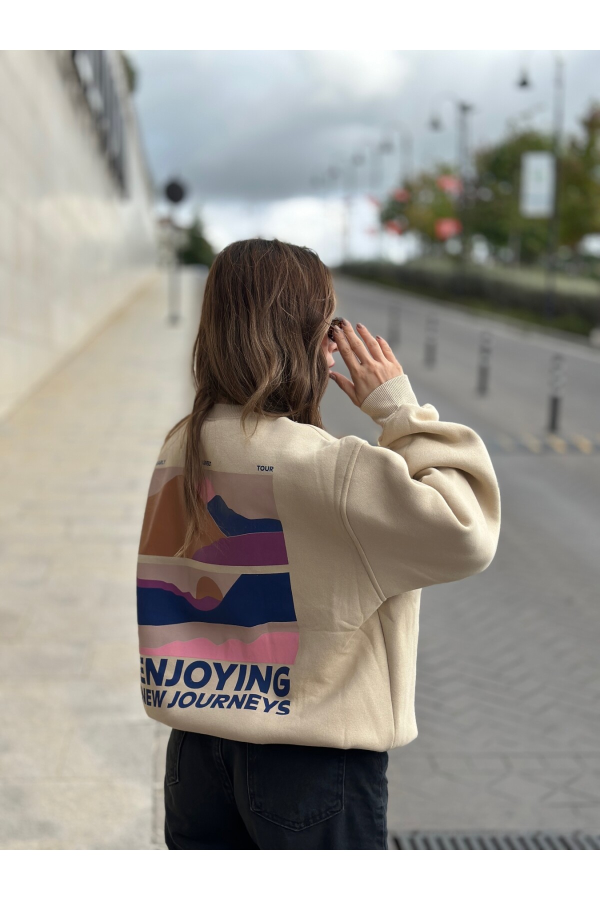 Kadın Basic 3 İplik Şardonlu Oversize Sweatshirt