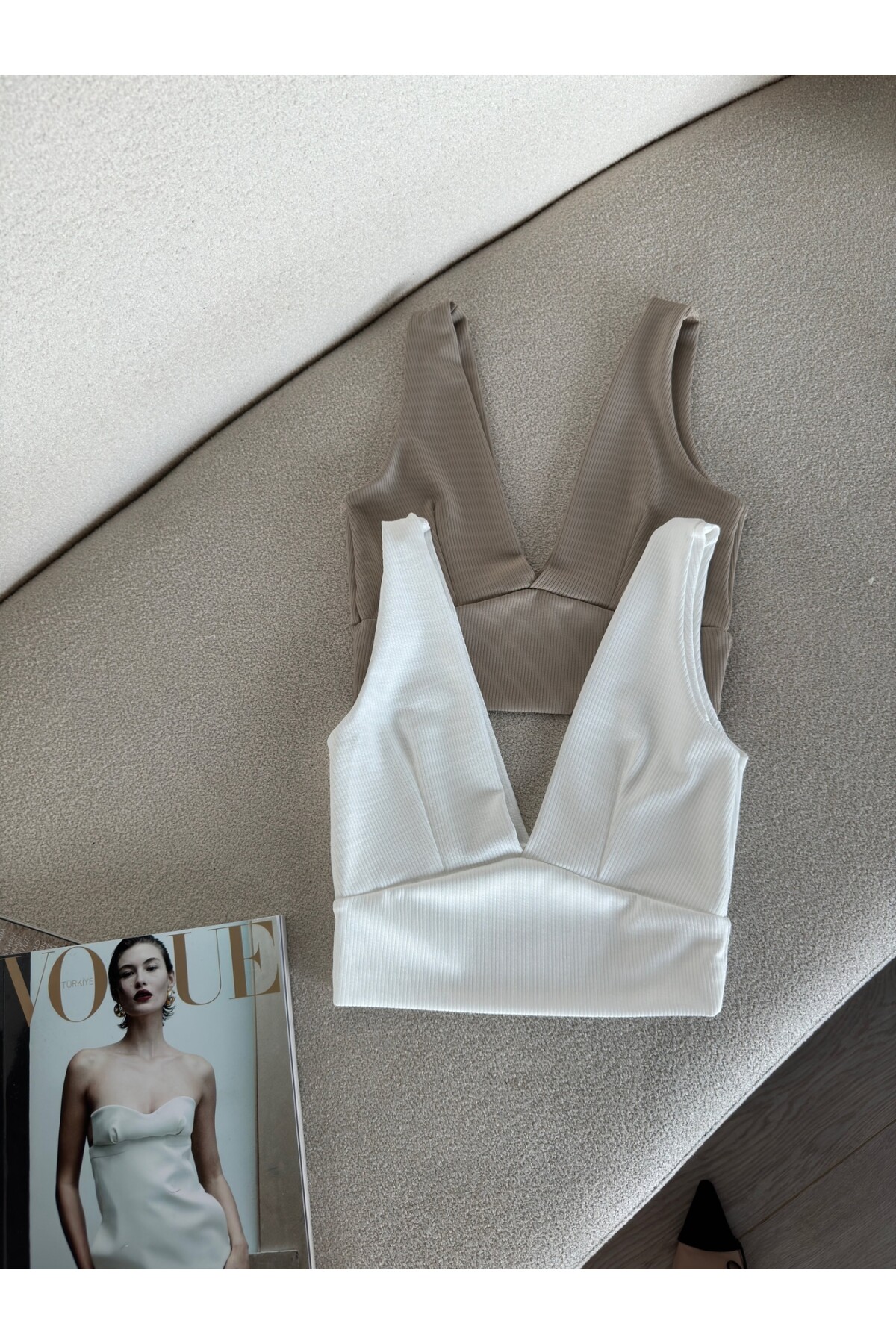 Kadın Beyaz V Yaka Pamuklu Bralet Büstiyer