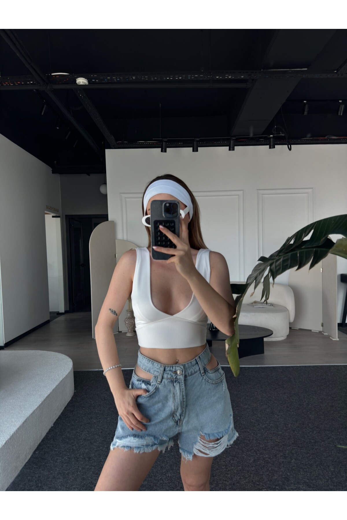 Kadın Beyaz V Yaka Pamuklu Bralet Büstiyer