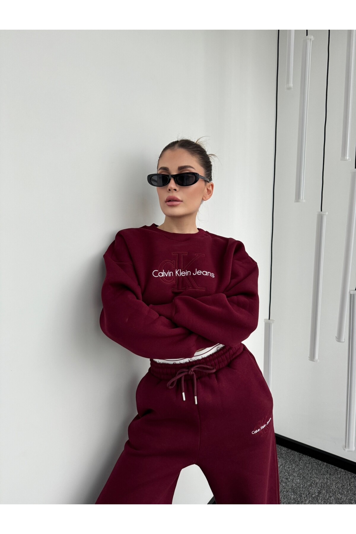 Kadın Bordo Marka Model 3 iplik eşofman takımı