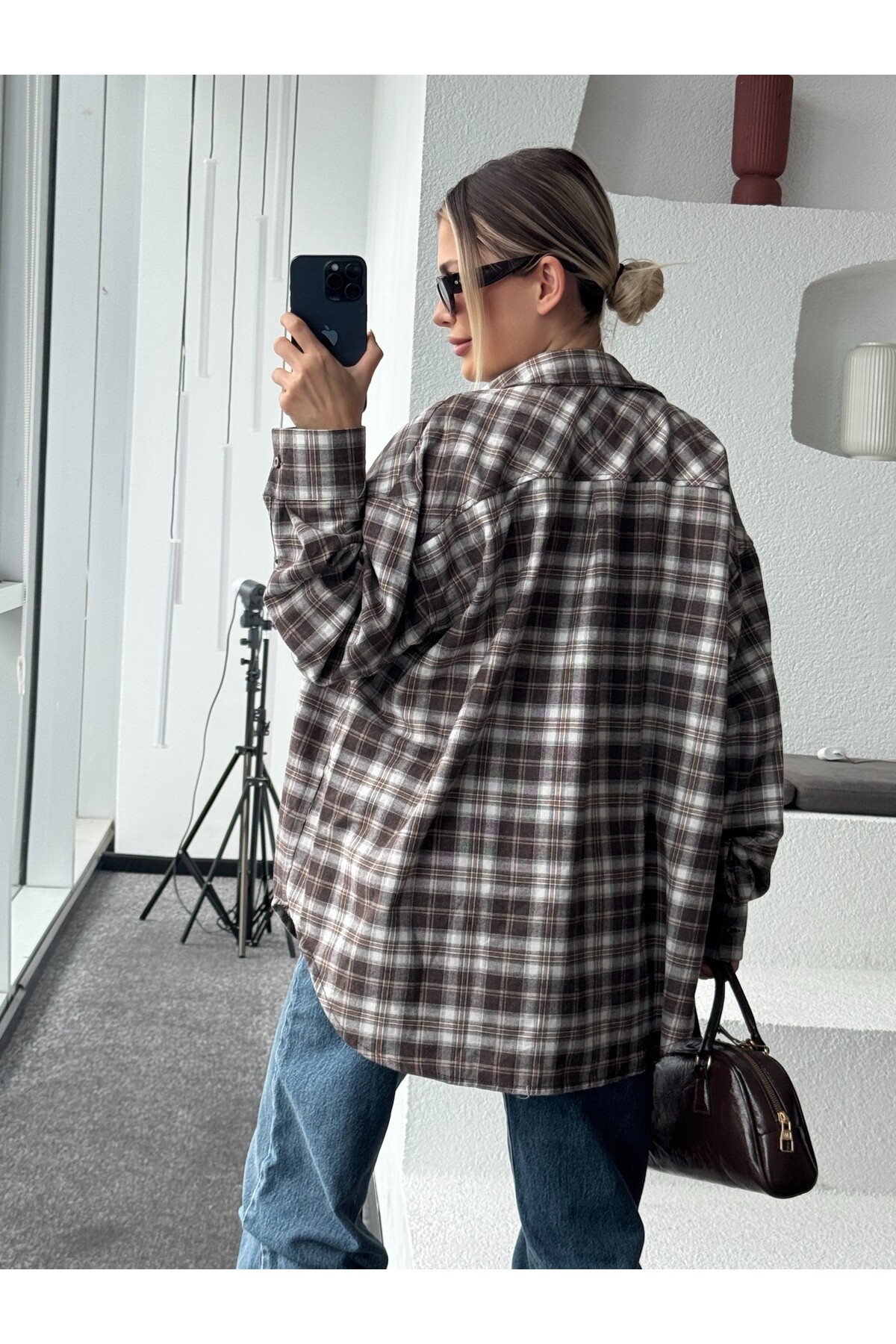 Kadın Ekose Desenli Oduncu Gömlek