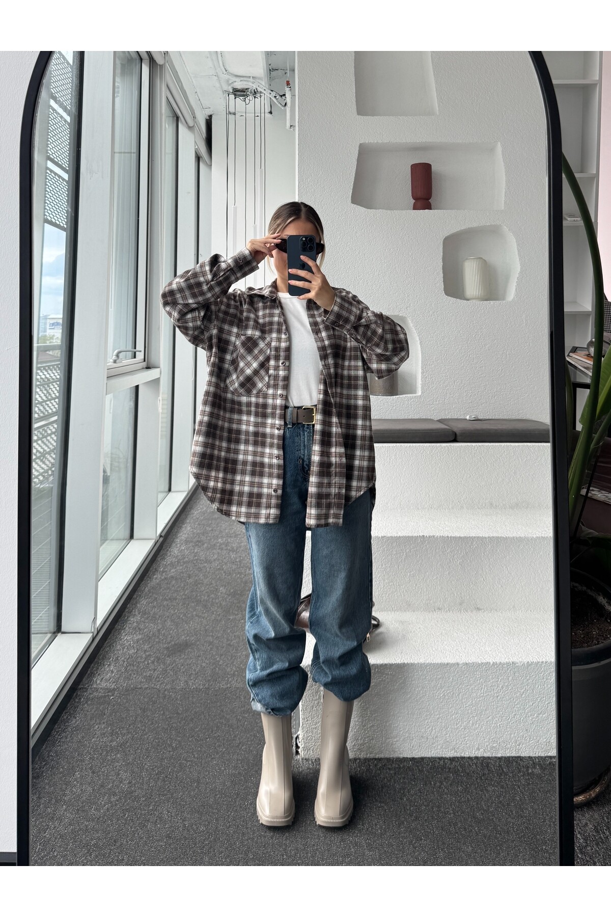 Kadın Ekose Desenli Oduncu Gömlek