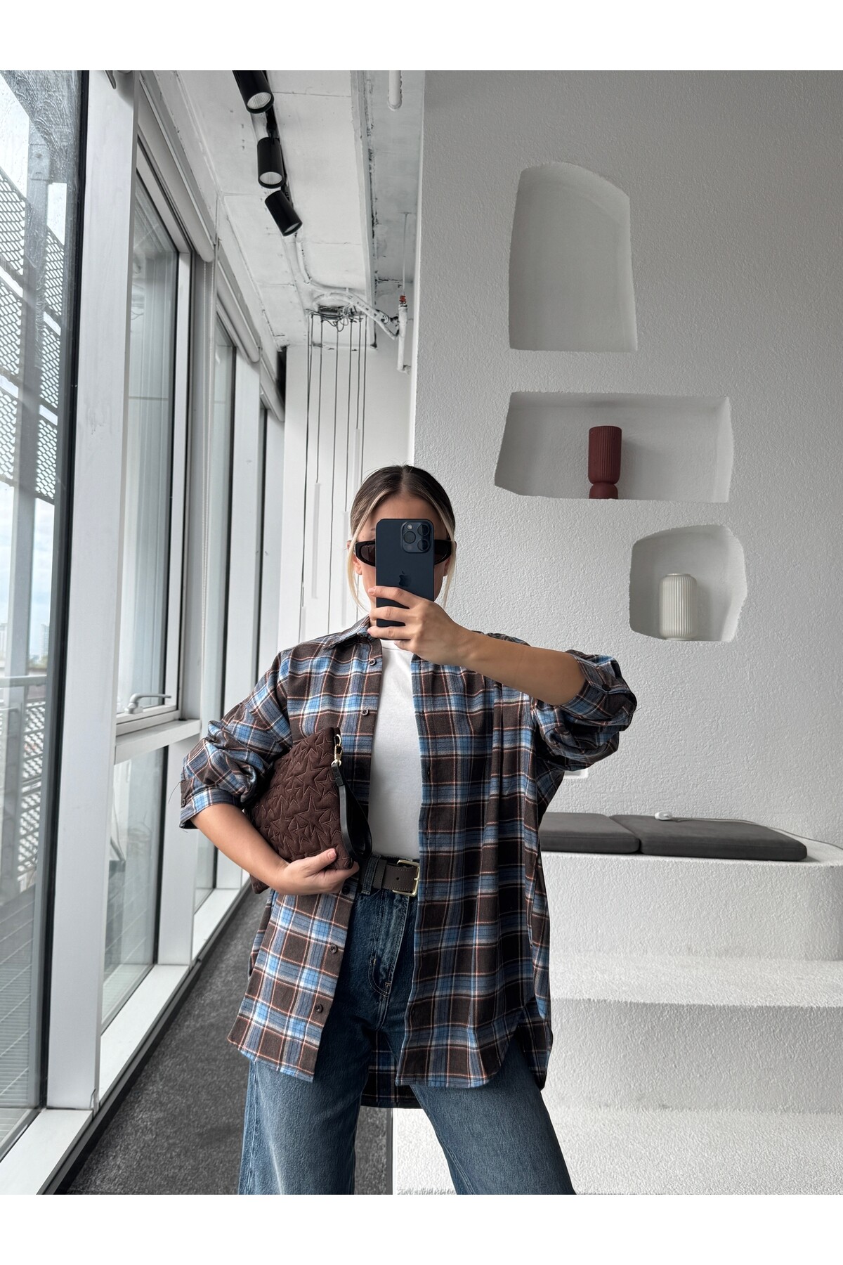 Kadın Ekose Desenli Oduncu Gömlek