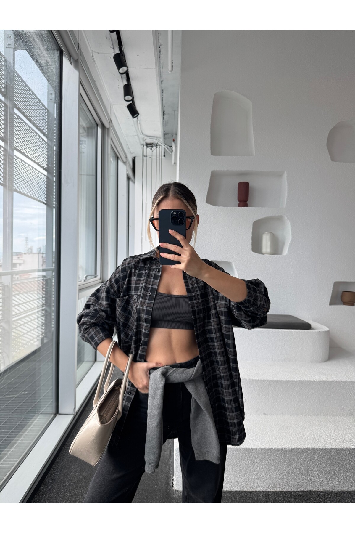 Kadın Ekose Desenli Oduncu Gömlek