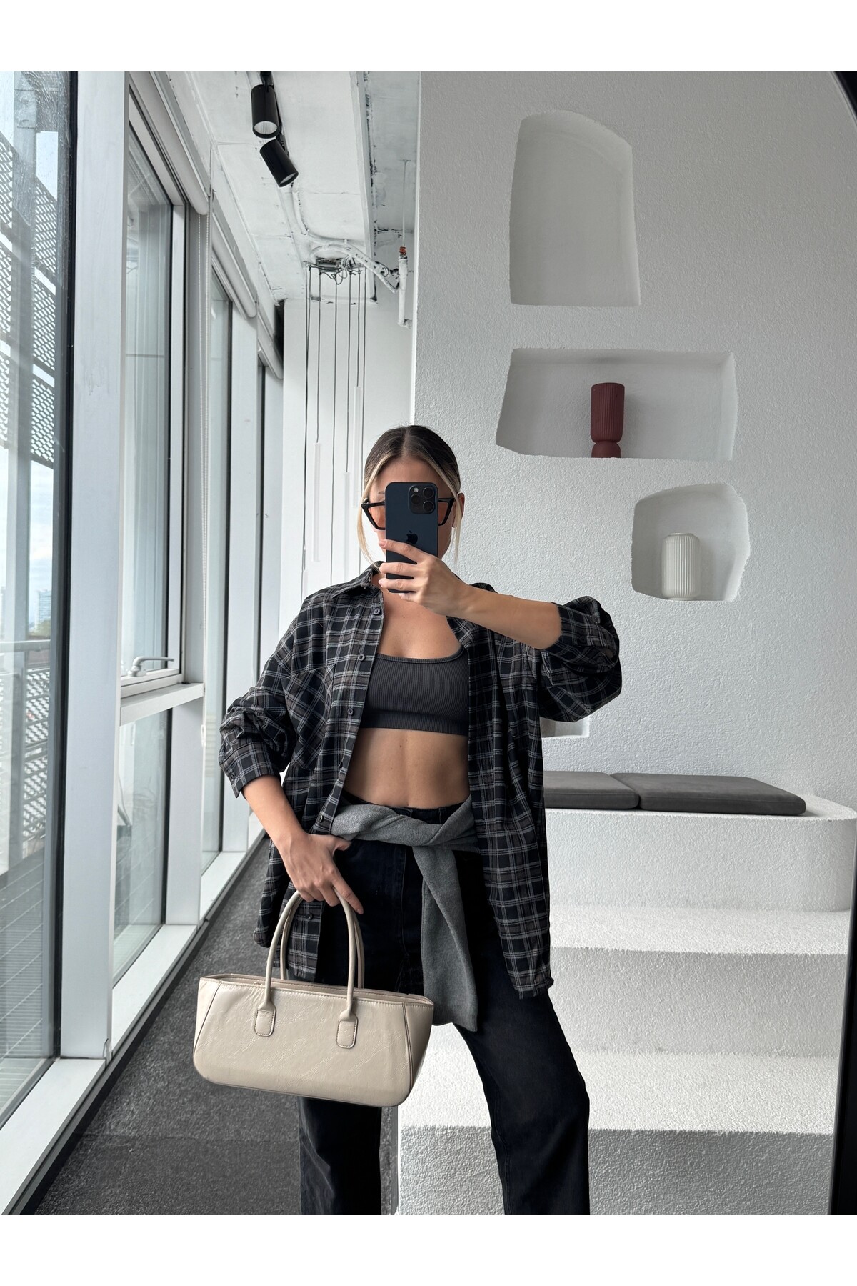 Kadın Ekose Desenli Oduncu Gömlek