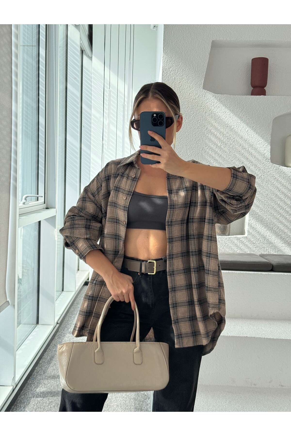 Kadın Ekose Desenli Oduncu Gömlek