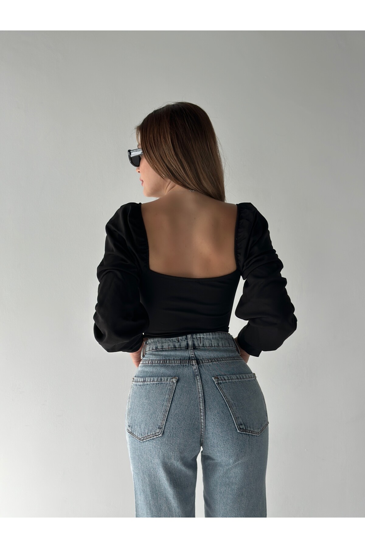 Kadın Gloplu Valonlu Kol Drape Bluz