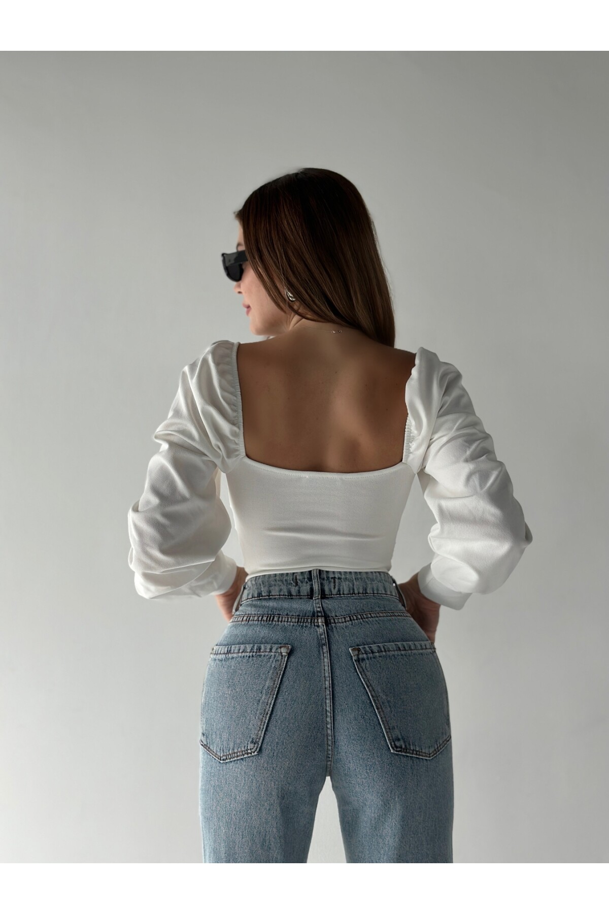 Kadın Gloplu Valonlu Kol Drape Bluz