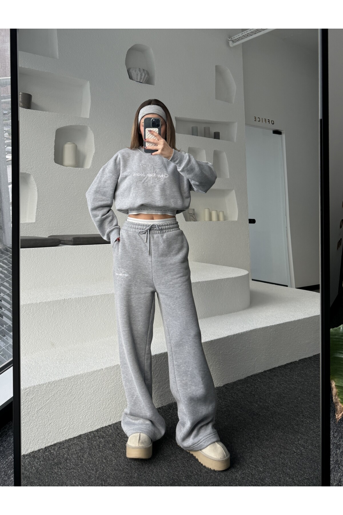 Kadın Gri Marka Model 3 iplik eşofman takımı