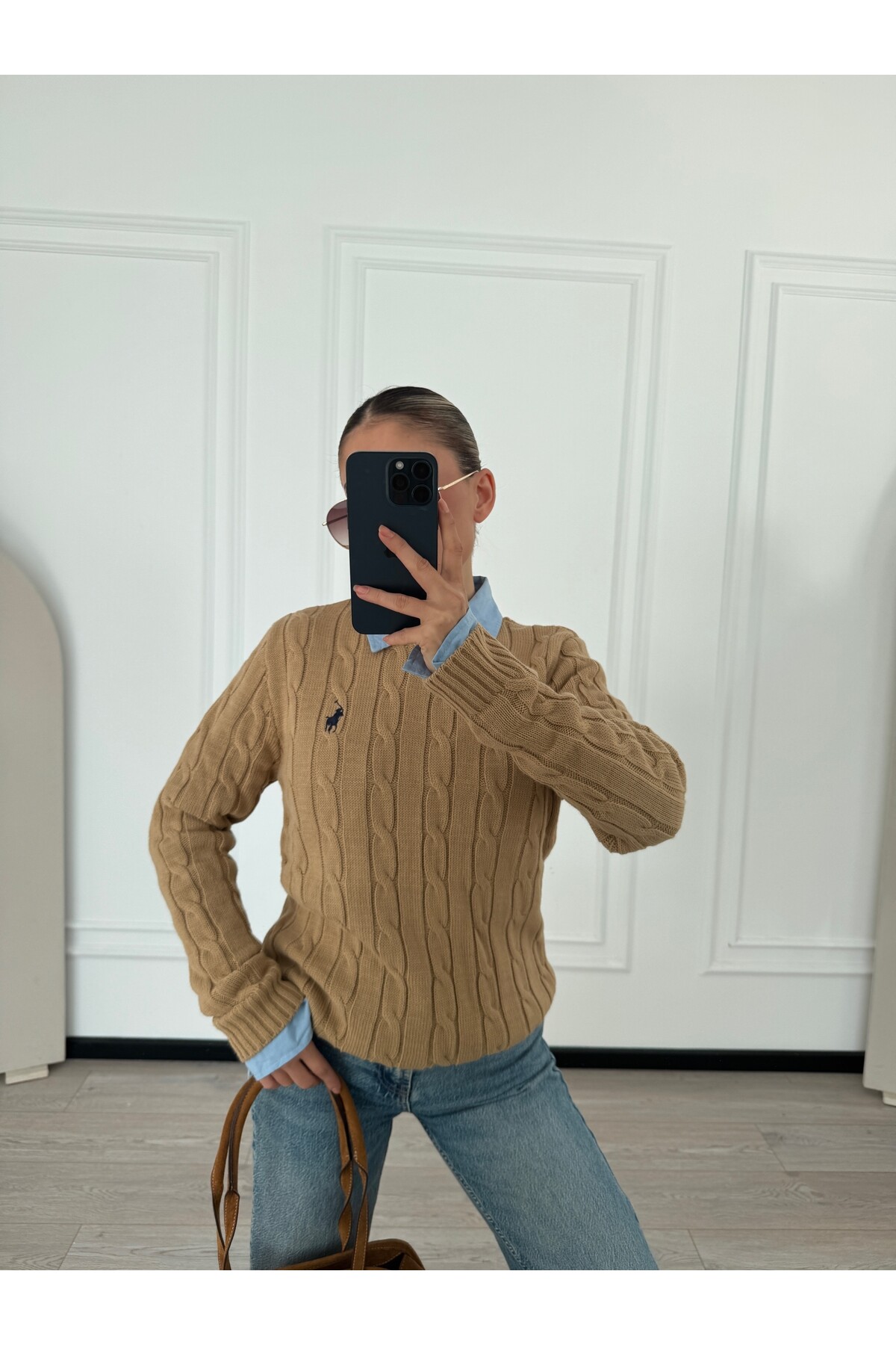 Kadın Kahverengi Marka Model Saç Örgülü Triko Kazak