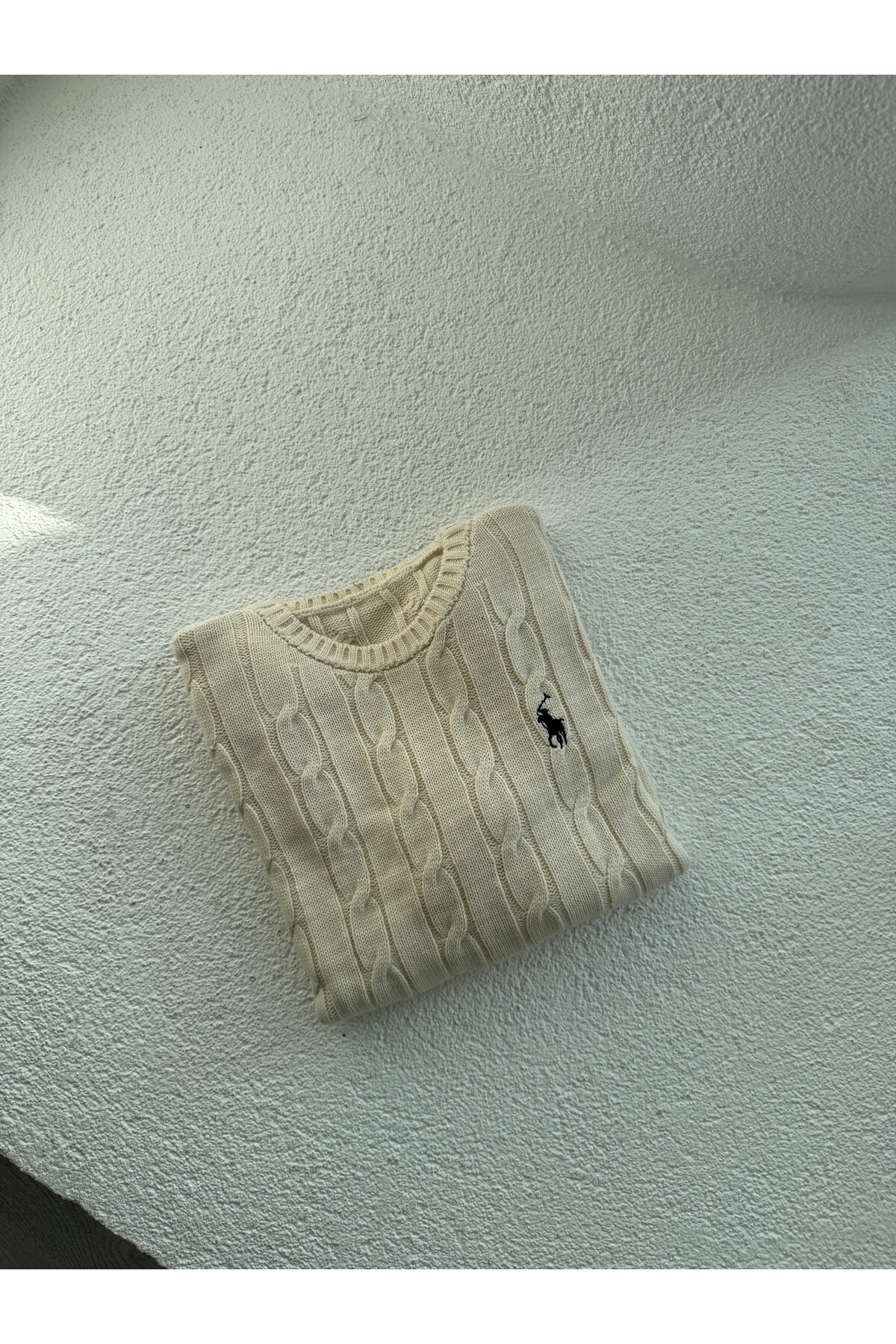 Kadın Krem Marka Model Saç Örgülü Triko Kazak