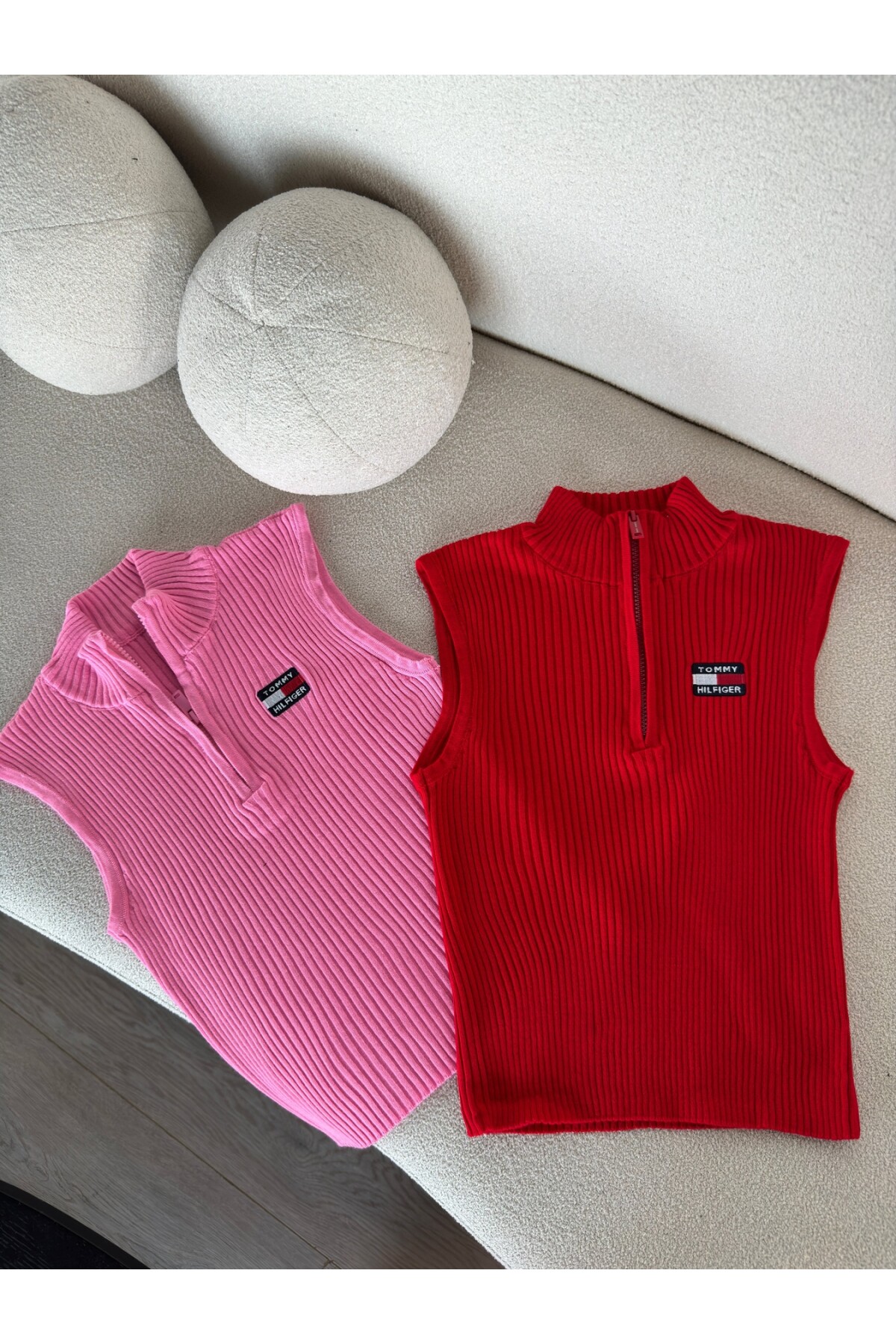 Kadın Pembe Marka Model Fermuarlı Triko Bluz