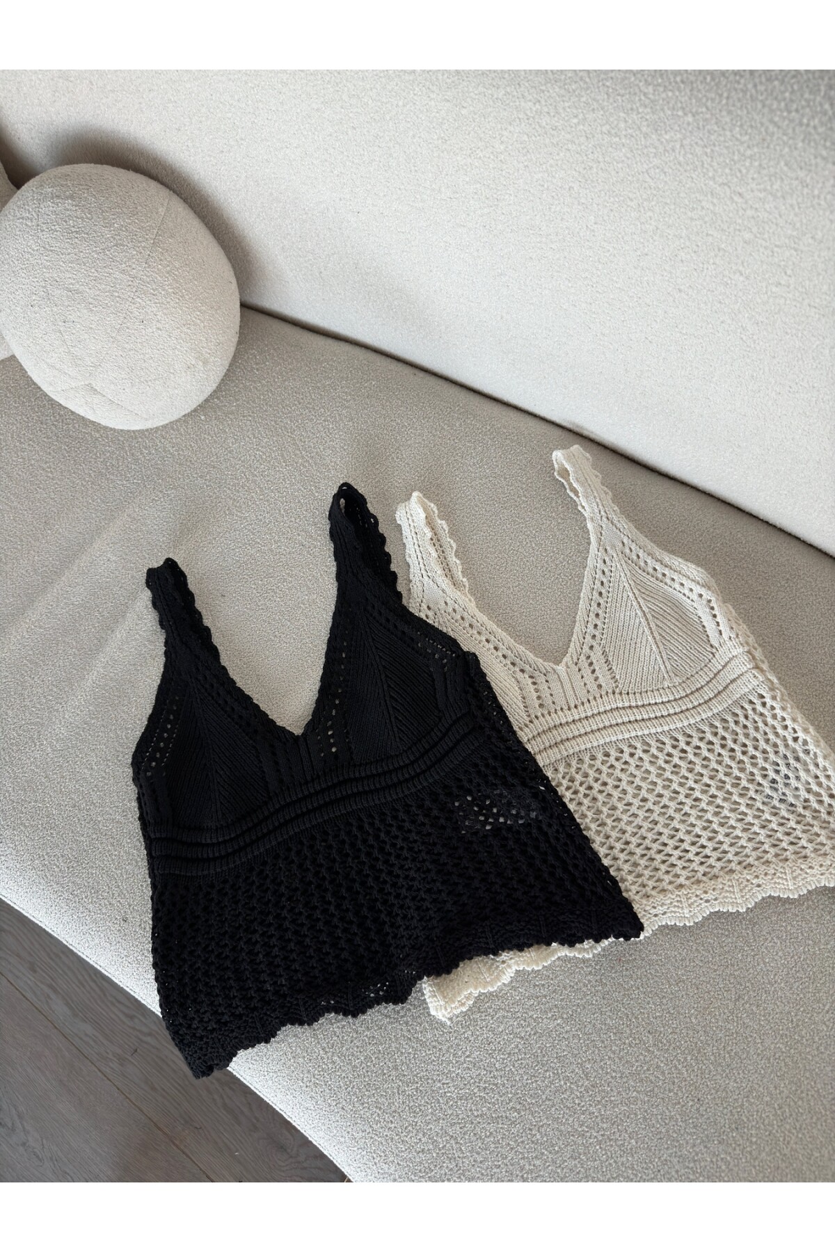 Kadın Siyah Askılı Triko Örme Bluz
