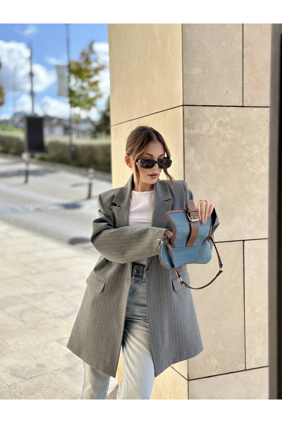 Kadın Gri Basic Astarlı Blazer Ceket