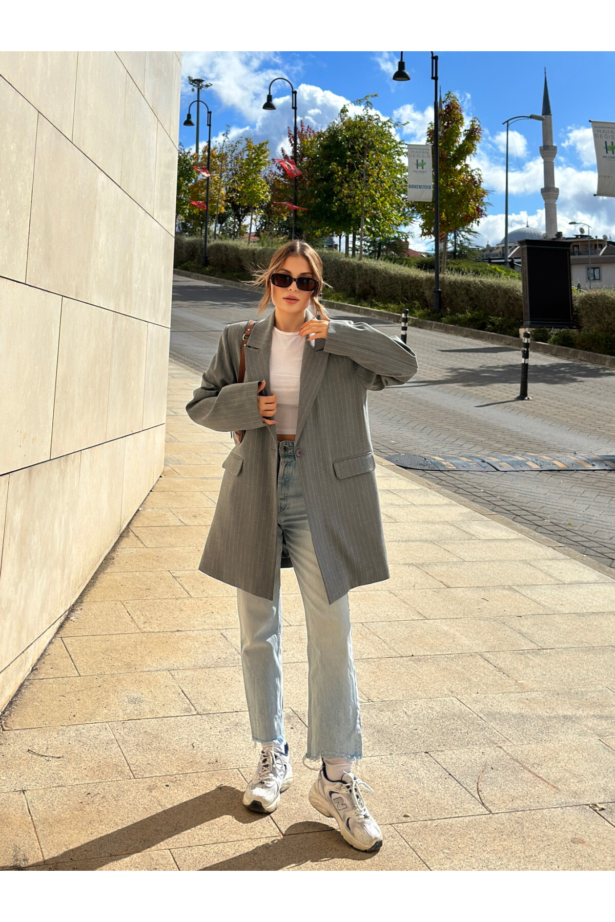 Kadın Gri Basic Astarlı Blazer Ceket