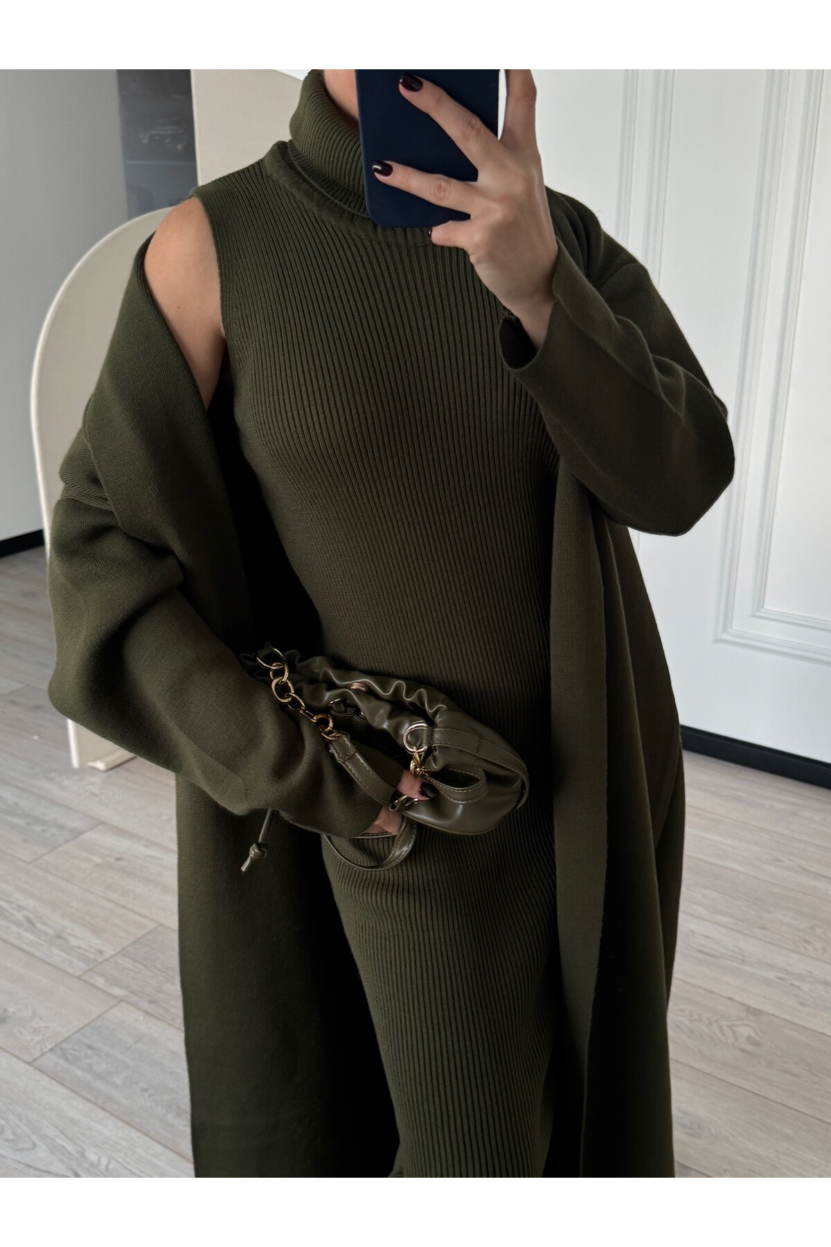 Kadın Uzun Hırka Elbise İkili Takım