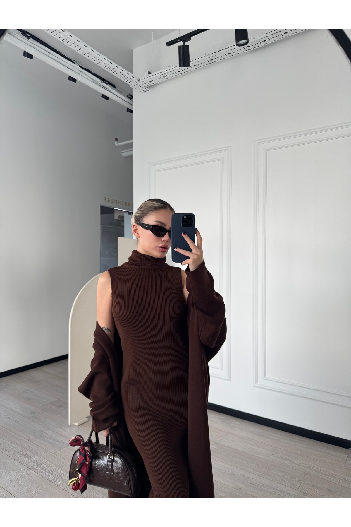 Kadın Uzun Hırka Elbise İkili Takım