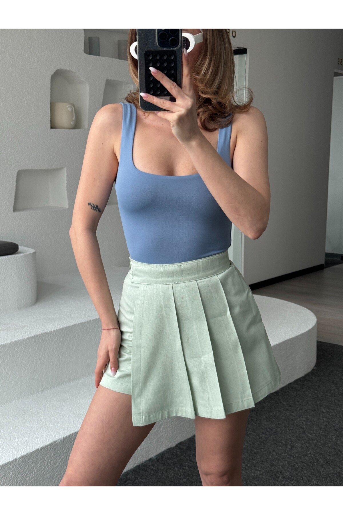 Kadın Yeşil Marka Model Şortlu Etek