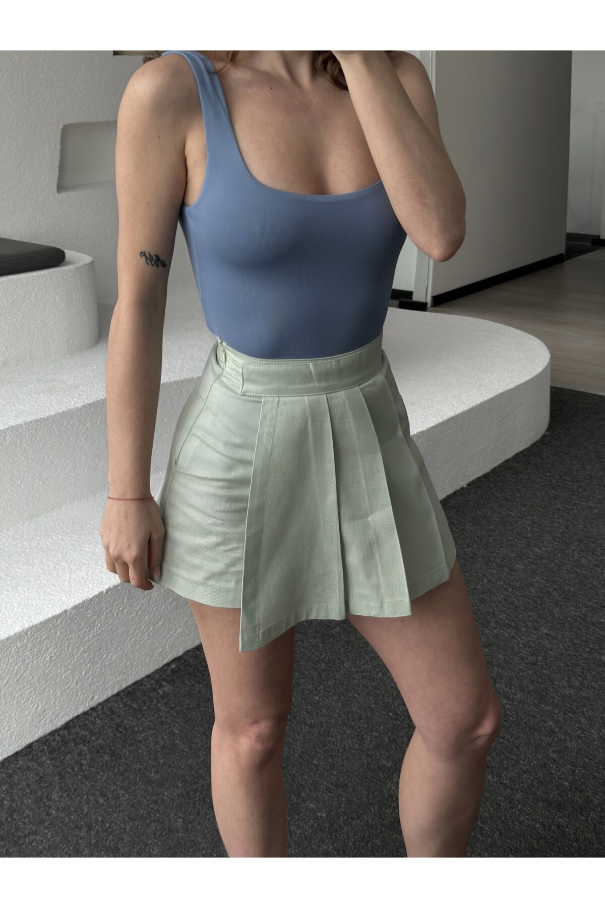 Kadın Yeşil Marka Model Şortlu Etek