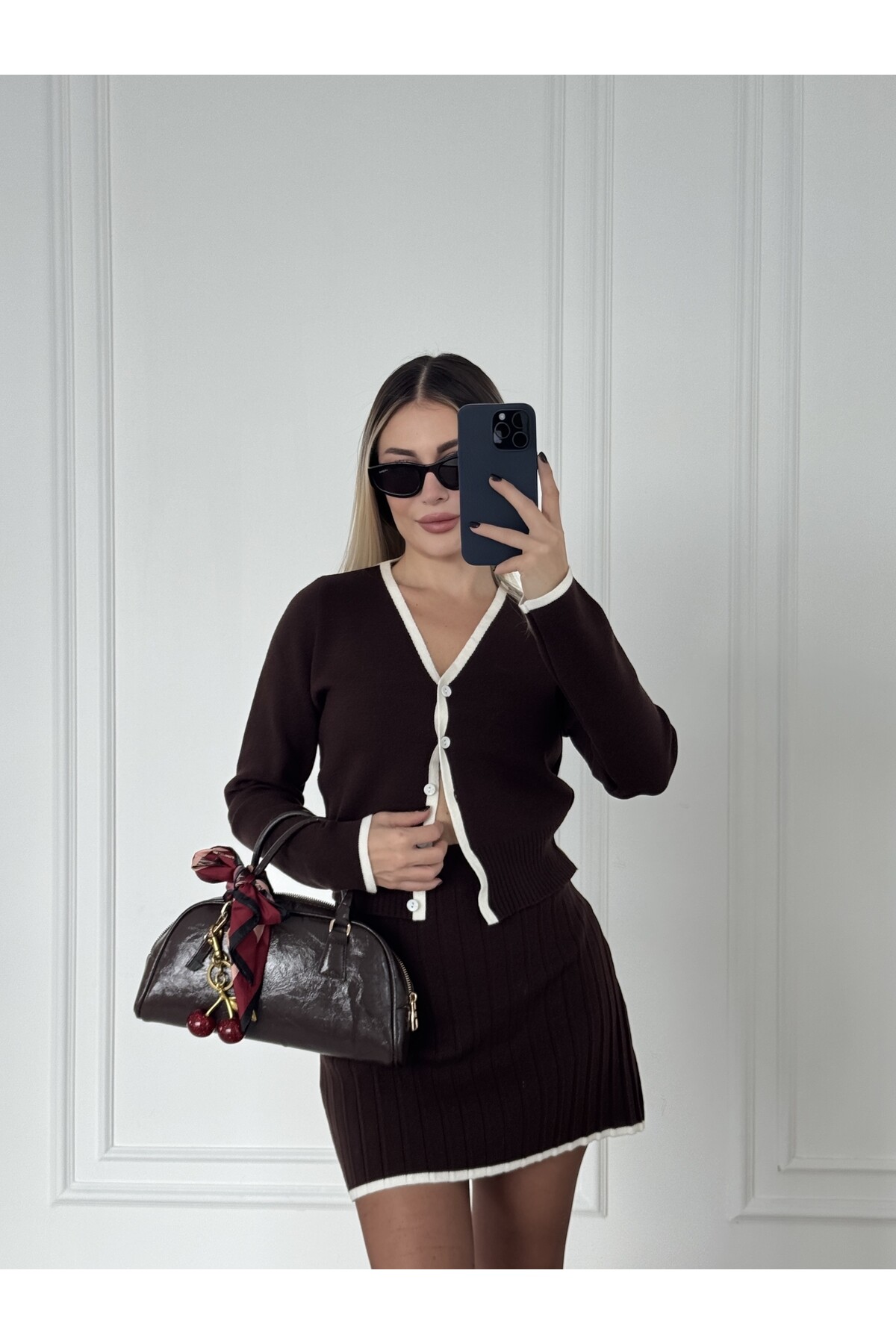 Kahverengi  Etekli Hırka Takım