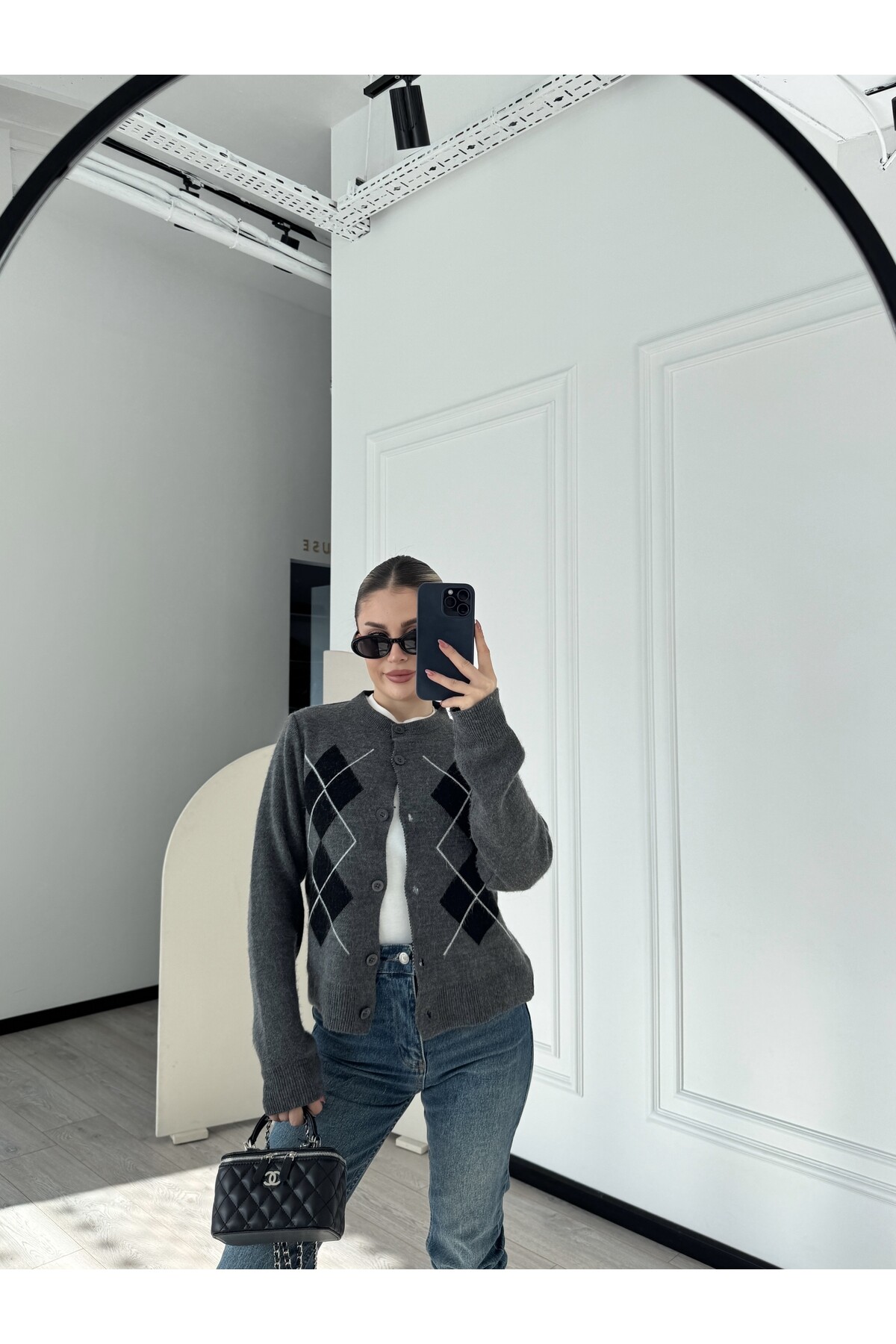 Marka Model Etiketli Baklava Desen Hırka