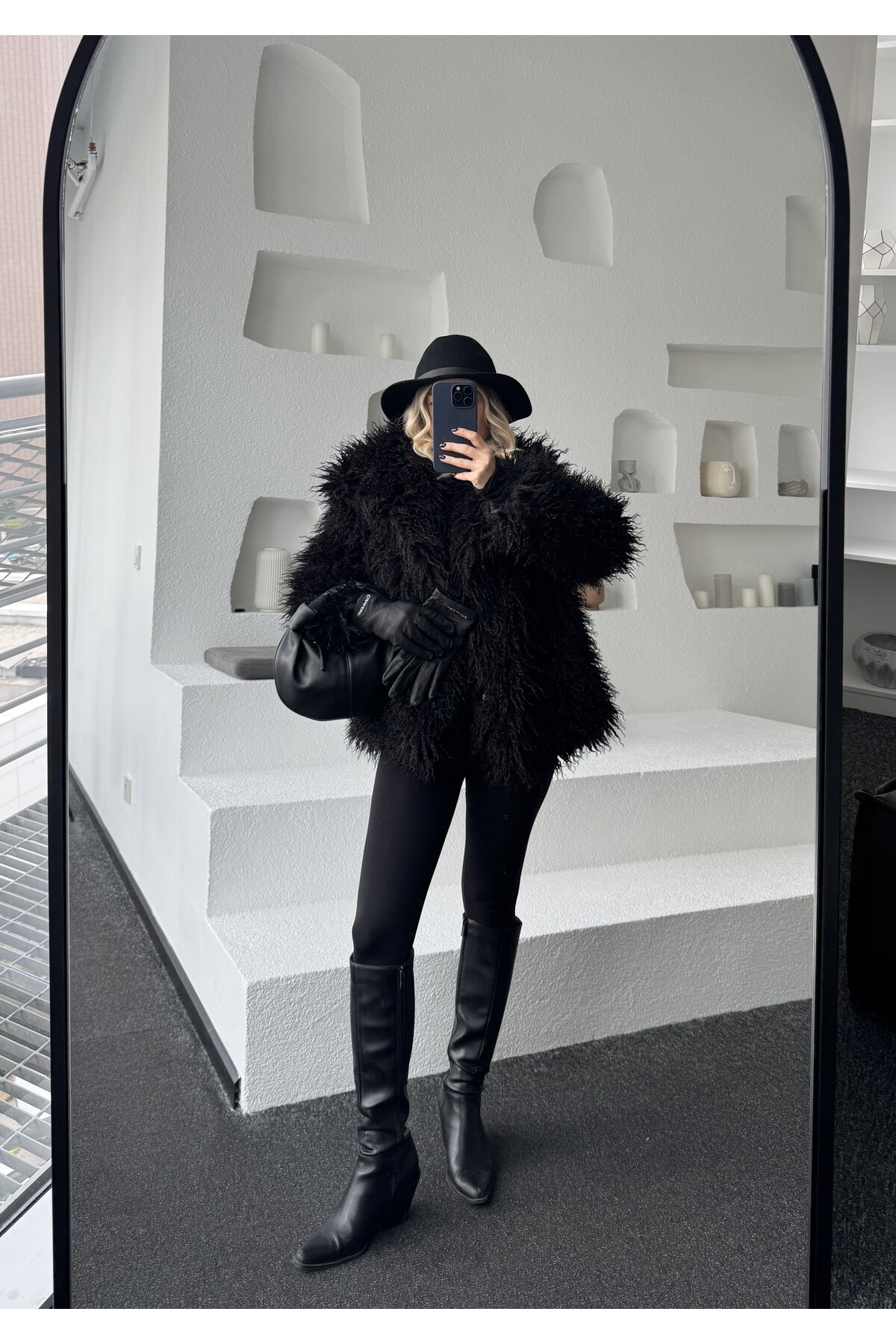 Siyah İthal Premium Cepli Kürk