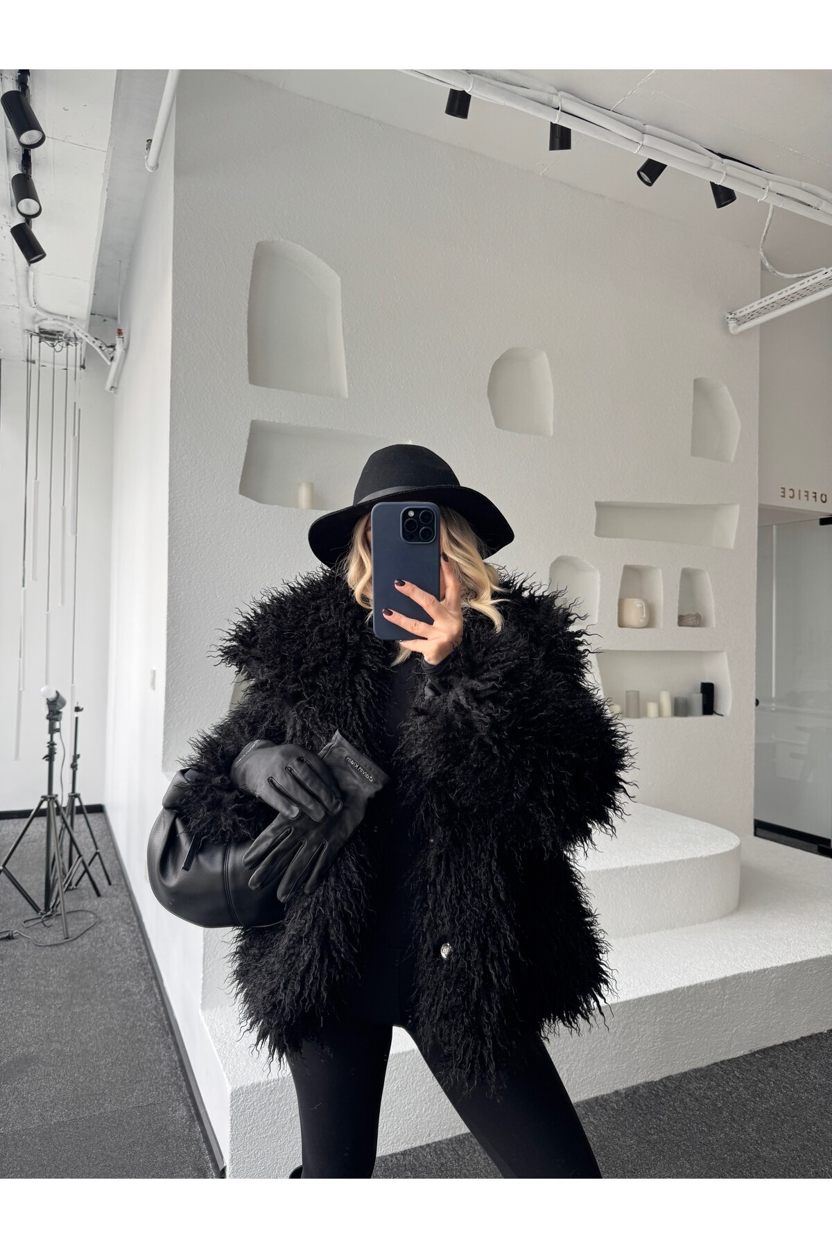 Siyah İthal Premium Cepli Kürk