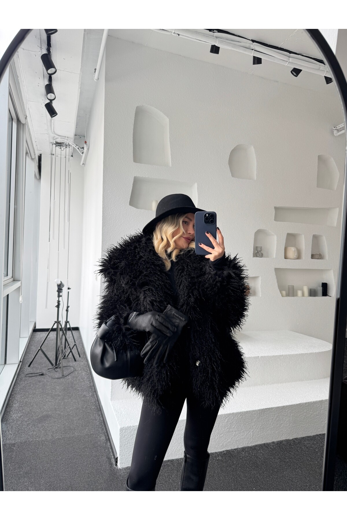 Siyah İthal Premium Cepli Kürk