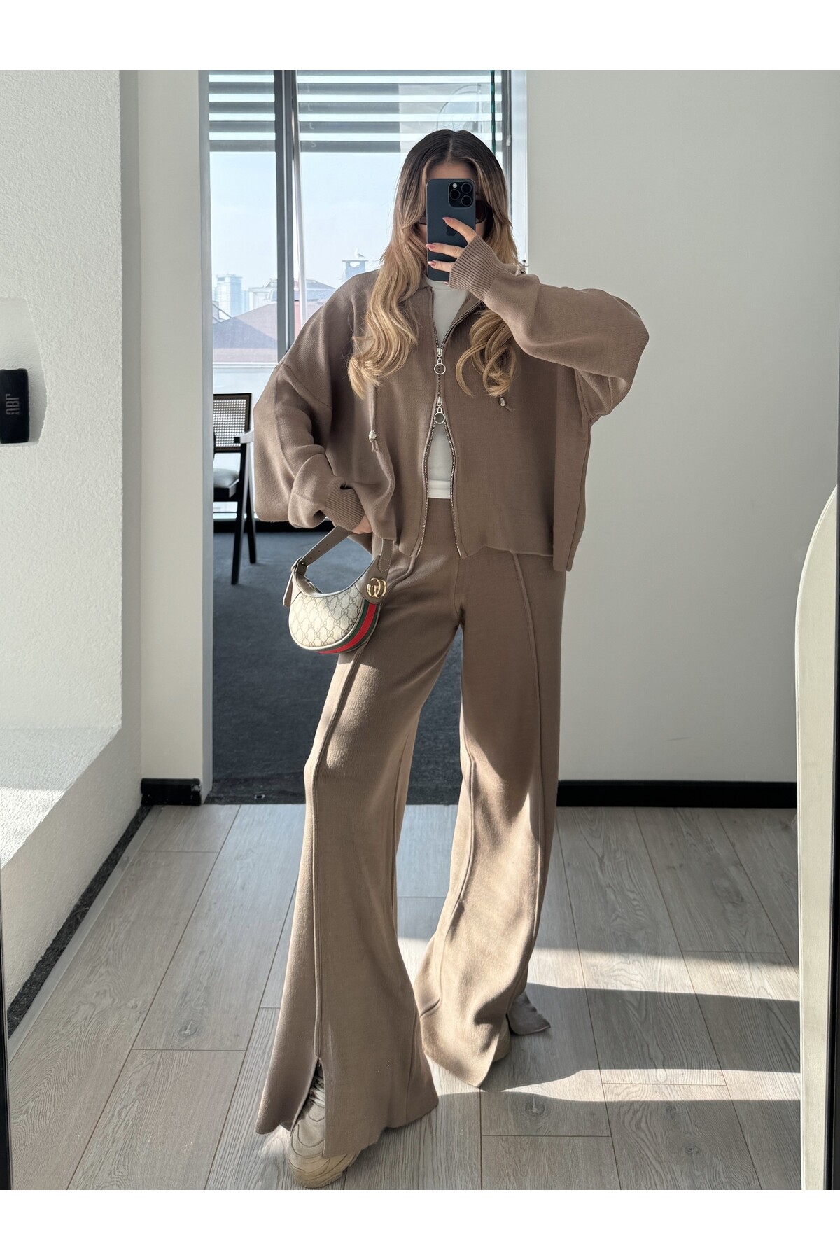 Vizon Kapüşonlu Triko Takım