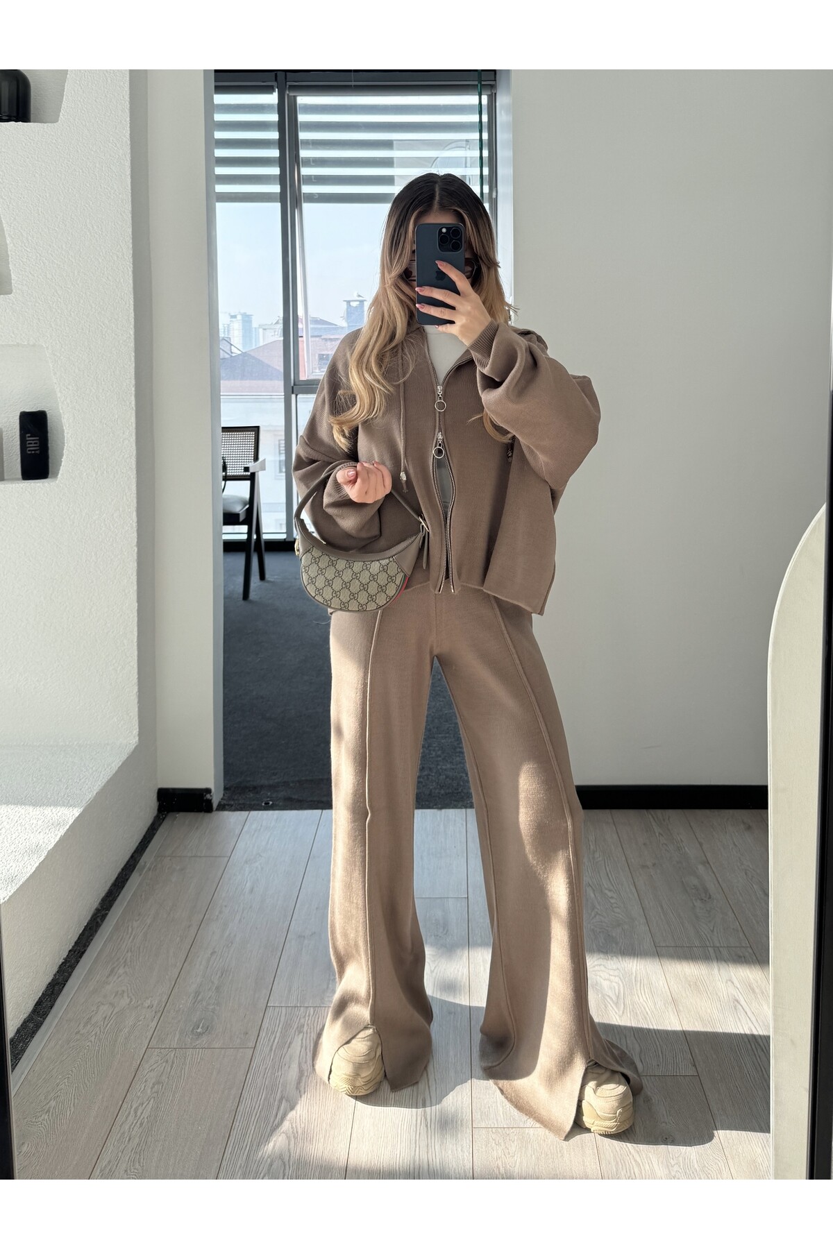 Vizon Kapüşonlu Triko Takım