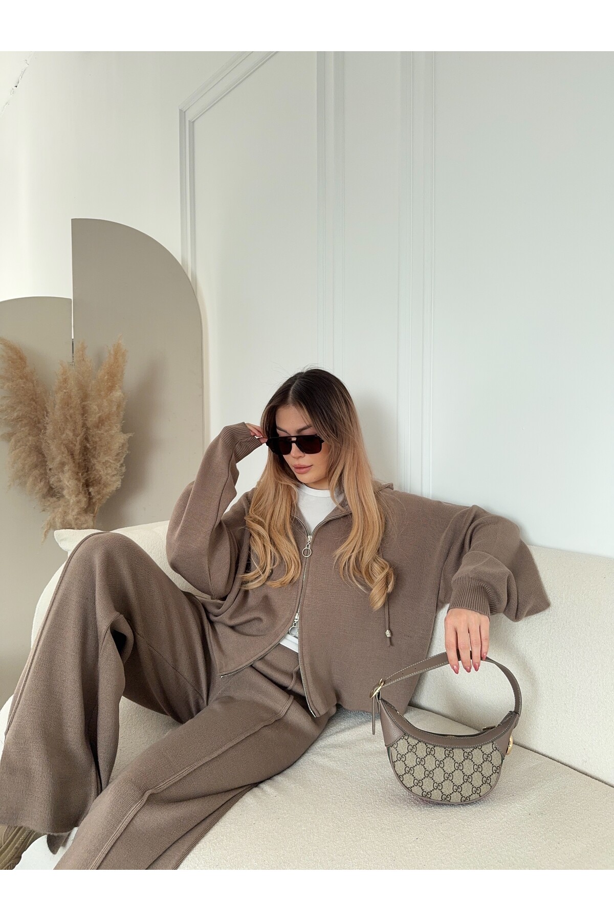 Vizon Kapüşonlu Triko Takım