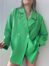 Kadın Hardal Sarısı Keten Blazer Ceket Yeşil
