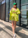 Kadın Neon Sarı Poplin 3lü Takım Fosfor Sarı