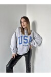 Kadın Oversize 3 İplik Şardonlu Sweatshirt  Gri
