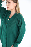 Kadın Polo Yaka Düğmeli Triko Takım  Yeşil