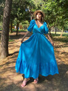 Kadın Poplin Kumaş Elbise Mavi
