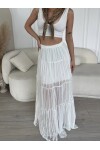 Kadın Beyaz Renk astarlı beachwear uzun etek